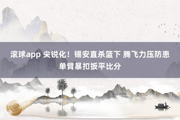 滚球app 尖锐化！锡安直杀篮下 腾飞力压防患单臂暴扣扳平比分