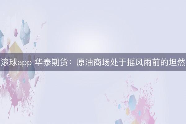 滚球app 华泰期货：原油商场处于摇风雨前的坦然