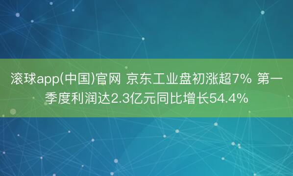 滚球app(中国)官网 京东工业盘初涨超7% 第一季度利润达2.3亿元同比增长54.4%