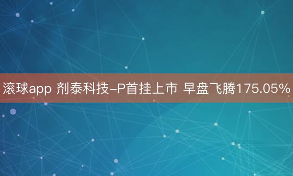 滚球app 剂泰科技-P首挂上市 早盘飞腾175.05%