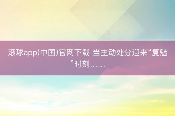 滚球app(中国)官网下载 当主动处分迎来“复魅”时刻……