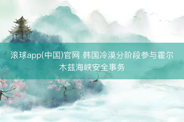 滚球app(中国)官网 韩国冷漠分阶段参与霍尔木兹海峡安全事务
