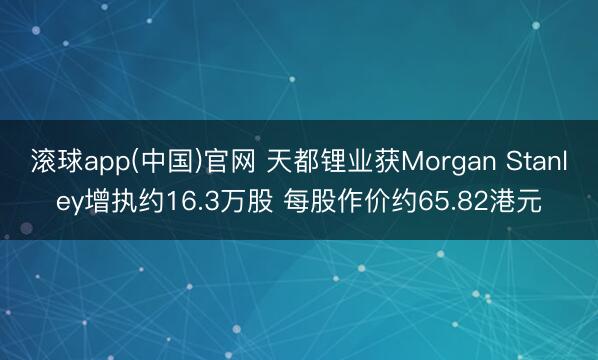 滚球app(中国)官网 天都锂业获Morgan Stanley增执约16.3万股 每股作价约65.82港元