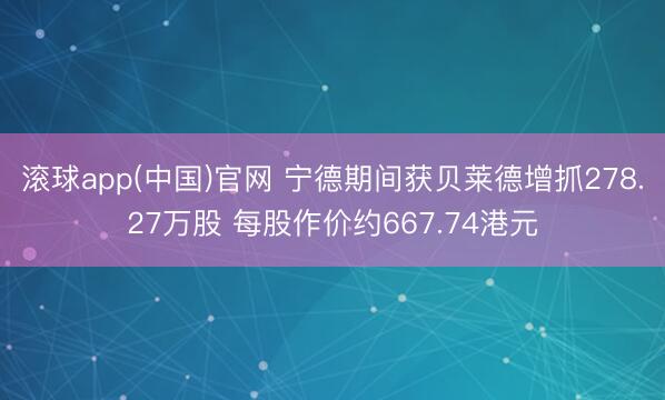 滚球app(中国)官网 宁德期间获贝莱德增抓278.27万股 每股作价约667.74港元
