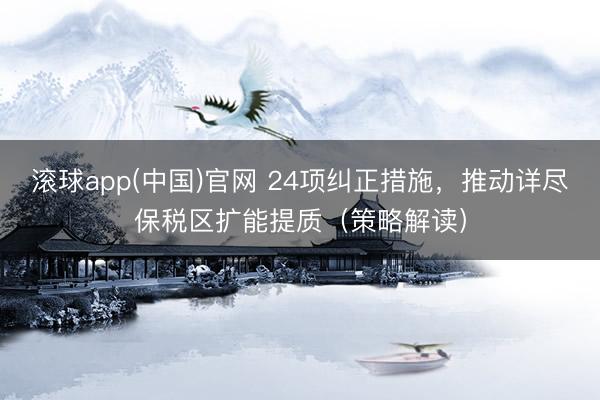 滚球app(中国)官网 24项纠正措施，推动详尽保税区扩能提质（策略解读）