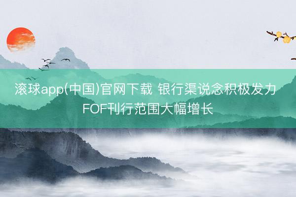 滚球app(中国)官网下载 银行渠说念积极发力 FOF刊行范围大幅增长