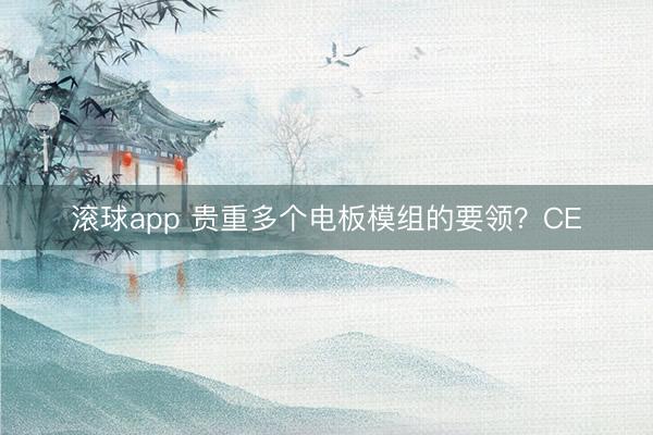 滚球app 贵重多个电板模组的要领？CE