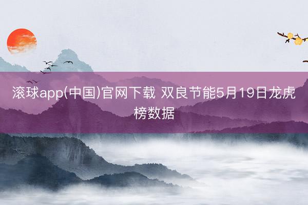 滚球app(中国)官网下载 双良节能5月19日龙虎榜数据