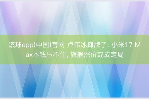 滚球app(中国)官网 卢伟冰摊牌了: 小米17 Max本钱压不住， 旗舰涨价或成定局