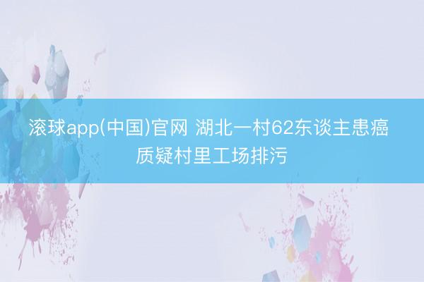 滚球app(中国)官网 湖北一村62东谈主患癌 质疑村里工场排污