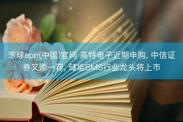 滚球app(中国)官网 高特电子近期申购， 中信证券又添一荐， 储能BMS行业龙头将上市