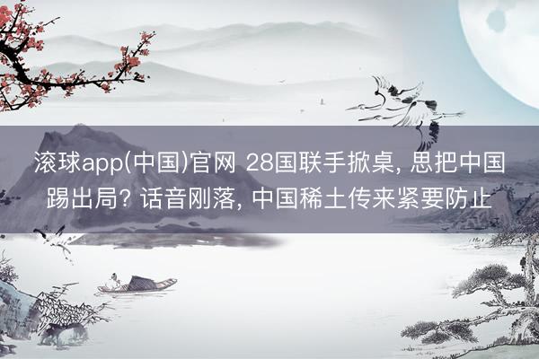 滚球app(中国)官网 28国联手掀桌， 思把中国踢出局? 话音刚落， 中国稀土传来紧要防止