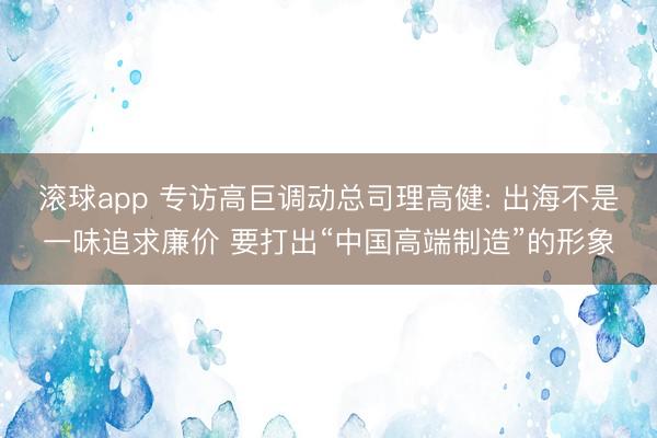 滚球app 专访高巨调动总司理高健: 出海不是一味追求廉价 要打出“中国高端制造”的形象