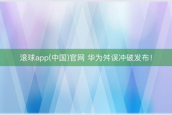 滚球app(中国)官网 华为舛误冲破发布！
