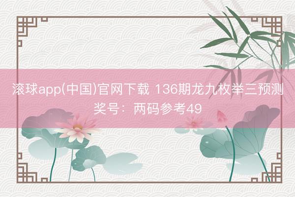 滚球app(中国)官网下载 136期龙九枚举三预测奖号：两码参考49