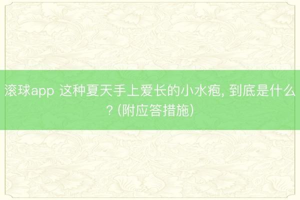 滚球app 这种夏天手上爱长的小水疱， 到底是什么? (附应答措施)