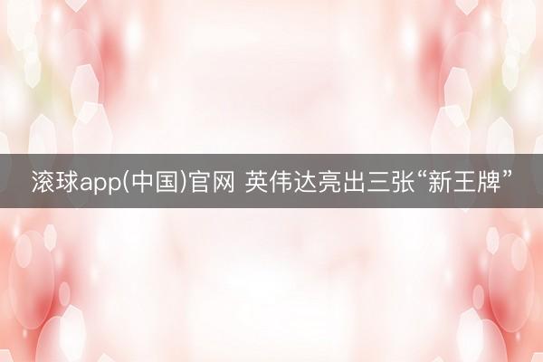 滚球app(中国)官网 英伟达亮出三张“新王牌”