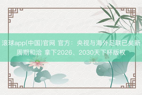 滚球app(中国)官网 官方：央视与海外足联已矣新周期和洽 拿下2026、2030天下杯版权