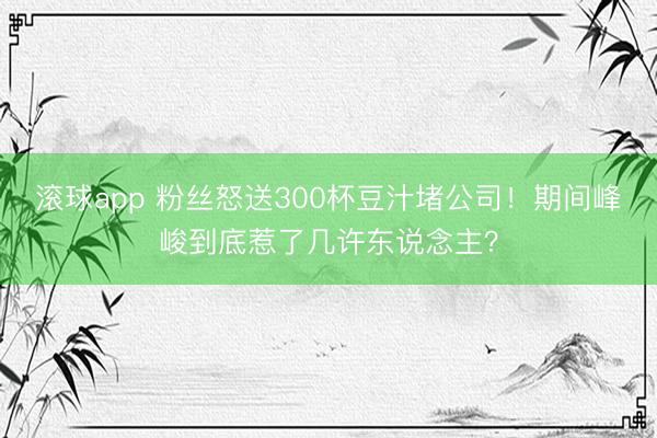 滚球app 粉丝怒送300杯豆汁堵公司！期间峰峻到底惹了几许东说念主？