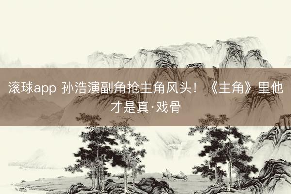 滚球app 孙浩演副角抢主角风头！《主角》里他才是真·戏骨