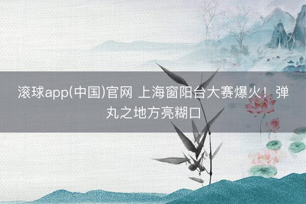 滚球app(中国)官网 上海窗阳台大赛爆火！弹丸之地方亮糊口