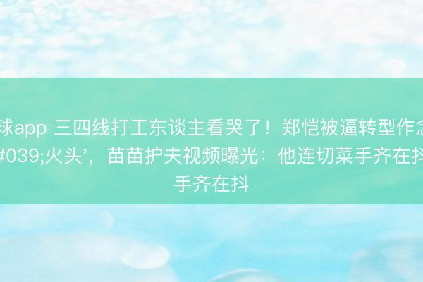 滚球app 三四线打工东谈主看哭了！郑恺被逼转型作念'火头'，苗苗护夫视频曝光：他连切菜手齐在抖