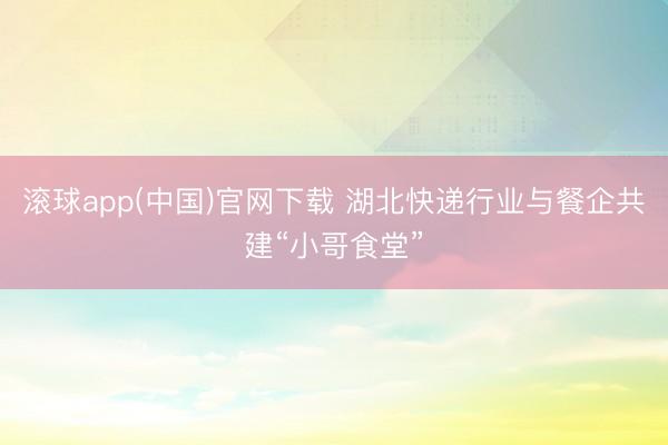 滚球app(中国)官网下载 湖北快递行业与餐企共建“小哥食堂”