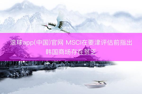 滚球app(中国)官网 MSCI在要津评估前指出韩国商场存在贫乏