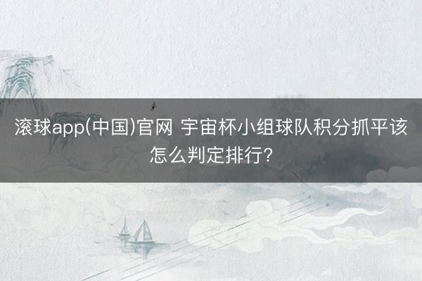 滚球app(中国)官网 宇宙杯小组球队积分抓平该怎么判定排行?